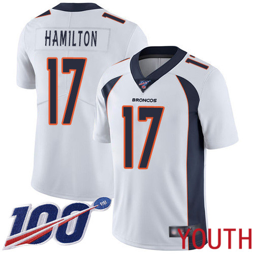 Youth Denver Broncos #17 DaeSean Hamilton White Vapor Untouchable Limited Player 100th Season Football NFL Jersey